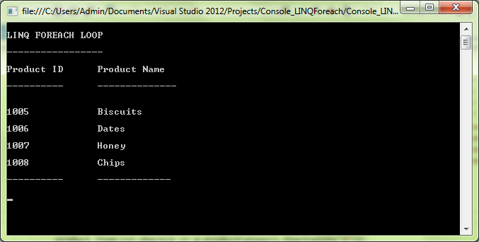 LINQ foreach Example 1
