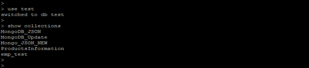 Mongodb show collections output 2