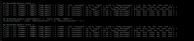 Mongodb updateMany output 1