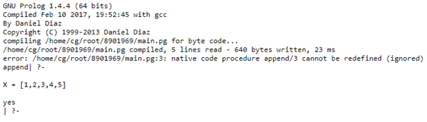 Prolog append output 1