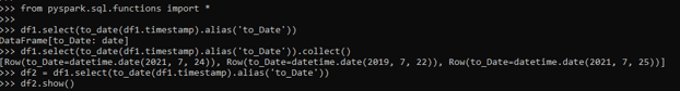 PySpark to date 1