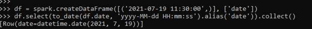 PySpark to date 4
