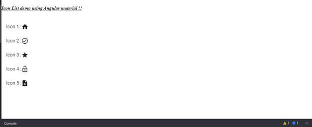 Angular material icons list output