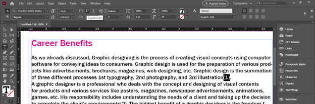 InDesign superscript output 7