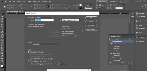 InDesign table of contents output 14