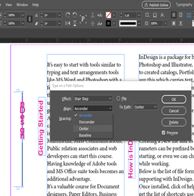 InDesign vertical text output 17.1