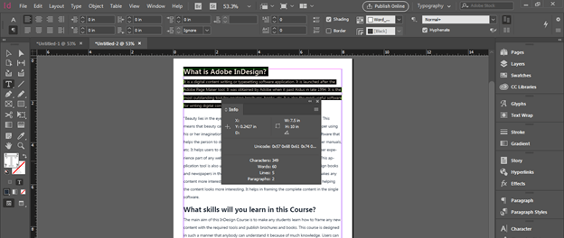 InDesign word count output 13