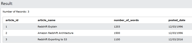 JDBC template output 2