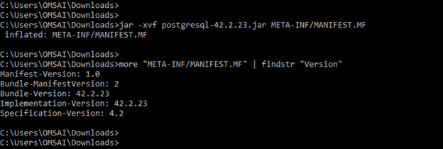 JDBC version output 2