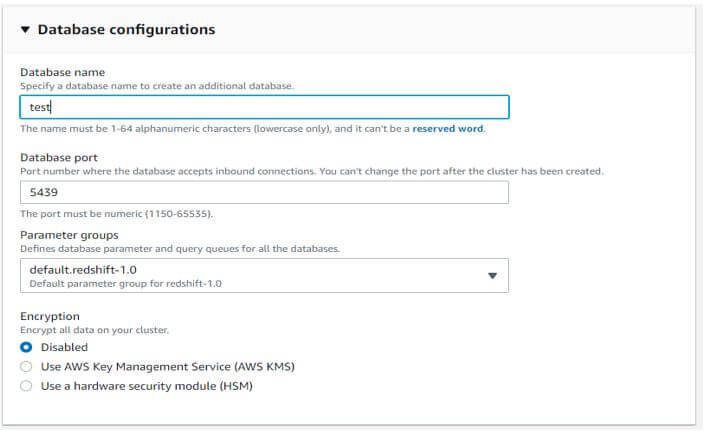 Configuring database details
