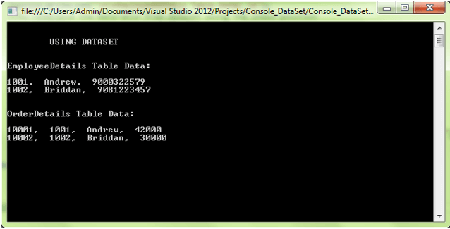 dataset in C#