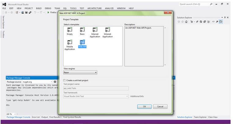 Select the Web API template