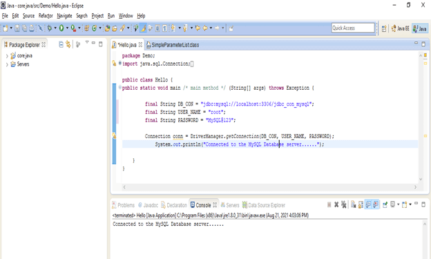 JDBC connection string output 2