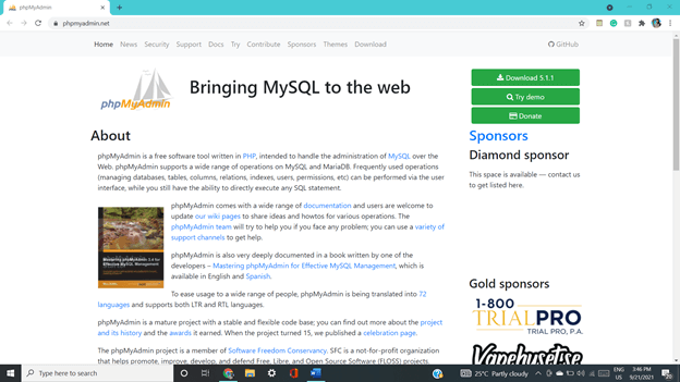MariaDB phpMyAdmin output 1
