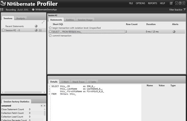 nhibernate profiler output 3