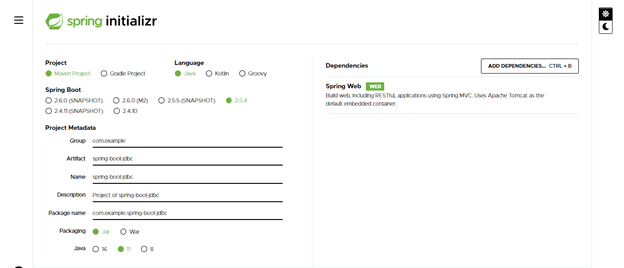 spring boot jdbc output 1