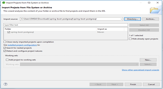 spring boot postgresql output 2