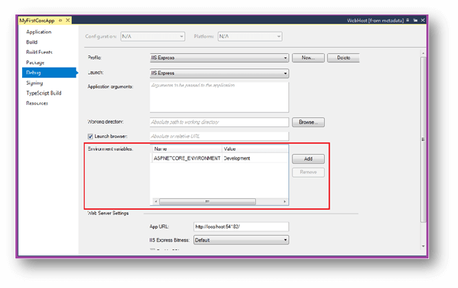 asp.net core environment variables output 2