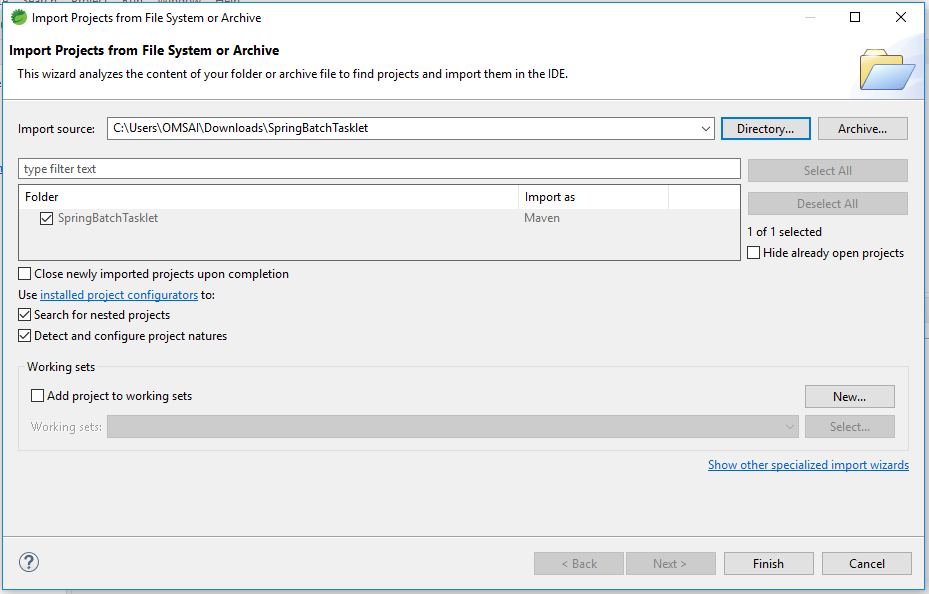 Project Spring Batch Tasklet 2