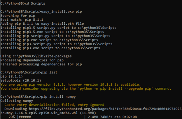 PyTorch pip output 2