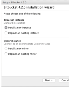 Bitbucket 4.2.0 installation wizard