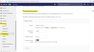 GitLab Branch Protection output 11
