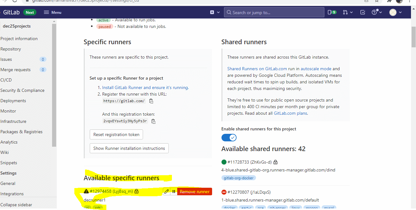Available Specific Runners Example 7