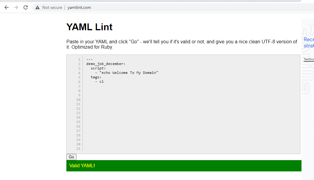 GitLab YAML Validator Example 9