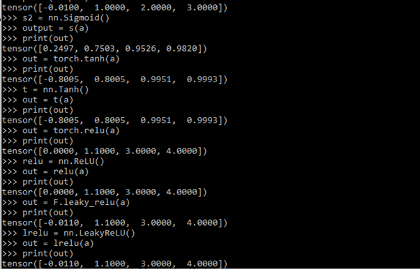 PyTorch Activation Function output 2