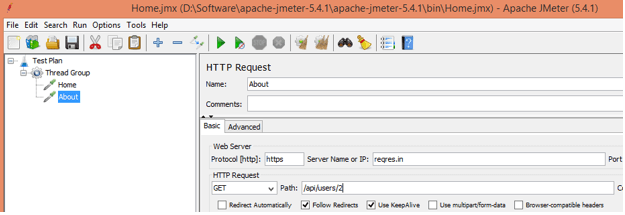 Thread Group, here, we added HTTP requests about