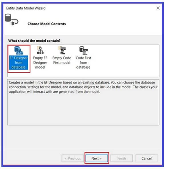 select the EF Designer