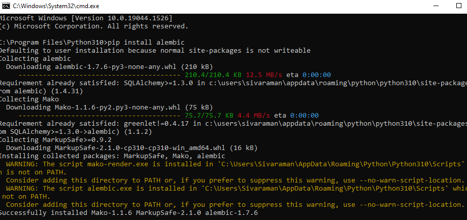 SQLAlchemy migrations Database 1