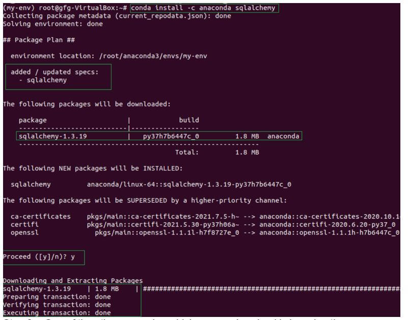 install SQLAlchemy using the conda terminal