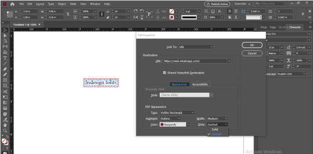 InDesign Hyperlink c