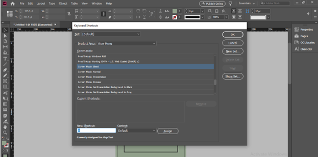 indesign preview shortcut