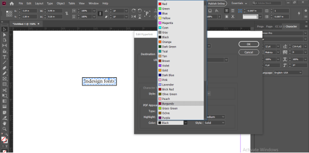 InDesign Hyperlink m