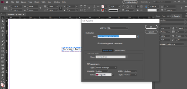 oInDesign Hyperlink 