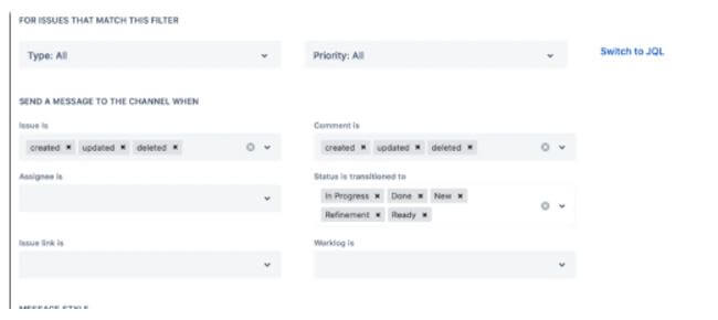 configure notification according to the Agile team
