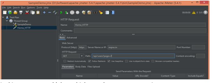 we must also add the HTTP request sampler