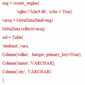 we will create the table called 'studenst'