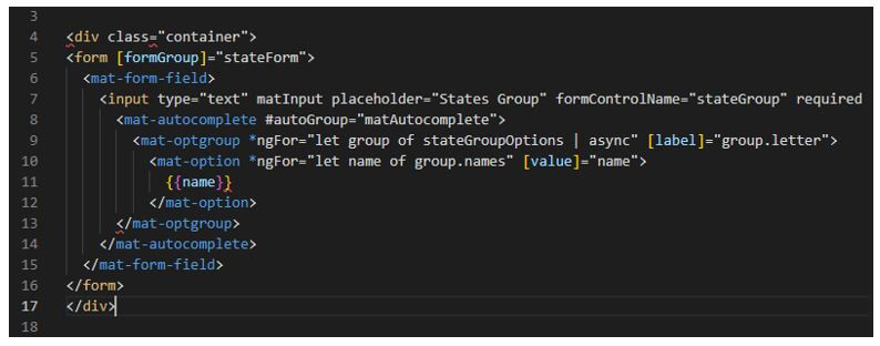 we are creating option groups in a dropdown list