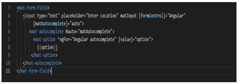 add the code to the app.component.html file