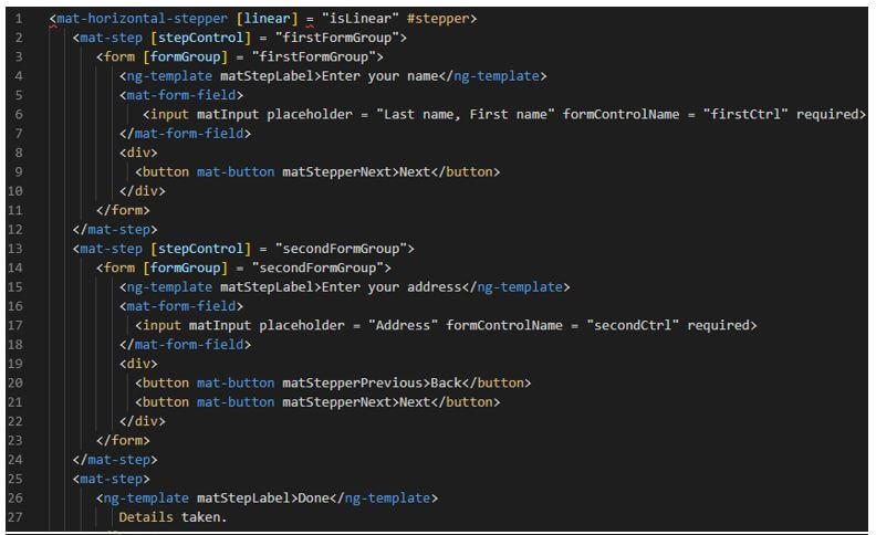 Angular Material Stepper 15