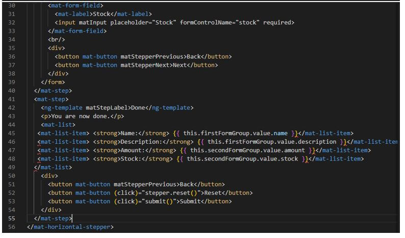 Angular Material Stepper 8