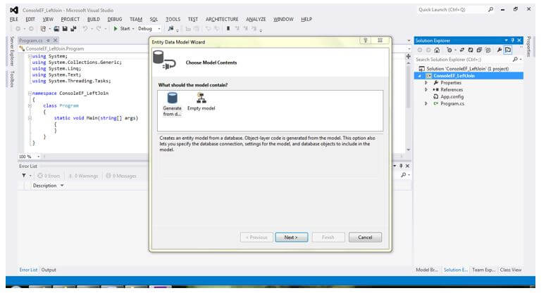 Select EF Designer from Database and Click Next