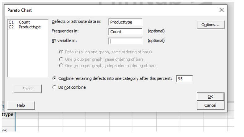 Minitab Pareto Chart 1