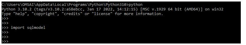 we are checking sql model package