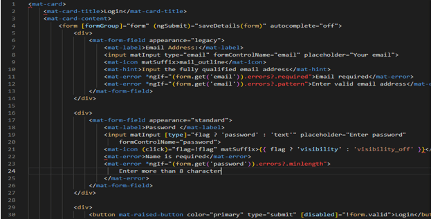Angular Material Form e