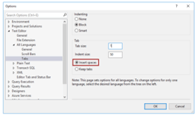 ‘Insert spaces’ button