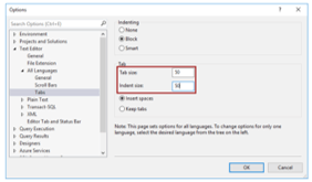 Tab Size’ and ‘Indent size,